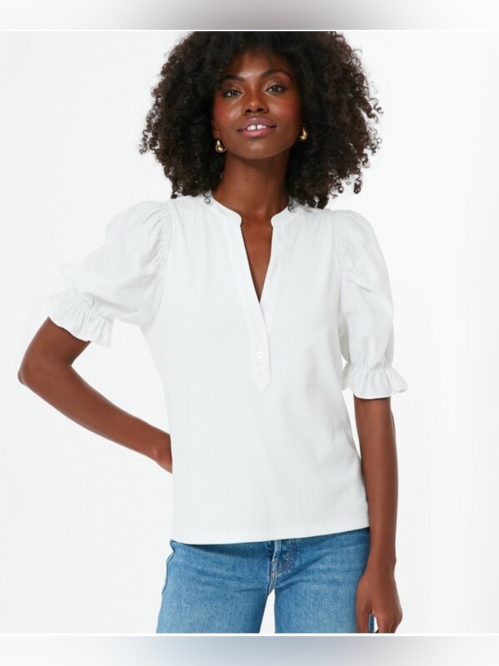 Pomander Place Tuckernuck white Alivia Puff Sleeve Top